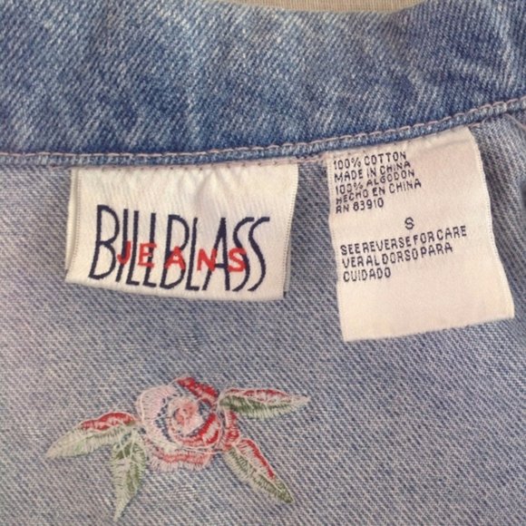 Vintage B Blass Embroidered Hippie Denim Jean Vest - Picture 5 of 6